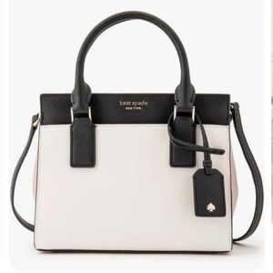 Kate Spade “Cameron Street Satchel”. Bright White/Warm Beige/Black.